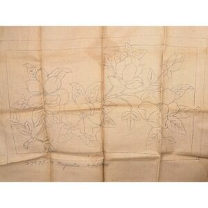 Vtg Rare Burlap Rug Hooking Pattern Karl Kraft Magnolias 24"X48"  Flower Floral
